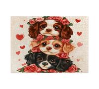 Puzzle Cavalier King Charles Spaniel per adulti 500 pezzi, puzzle divertenti per San Valentino, regalo per feste con cani, intrattenimento per la famiglia, decorazione per la casa