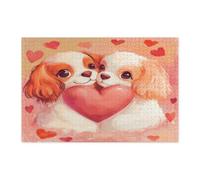 Puzzle Cavalier King Charles Spaniel per uomini e donne, 1000 pezzi, puzzle decorativi a forma di cuore carino, regalo per feste con cani, decorazione per la casa della famiglia