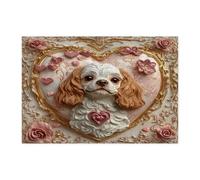 Puzzle Cavalier King Charles Spaniel per uomini e donne, 300 pezzi, puzzle a cuore in rilievo per San Valentino, regalo per feste di cane, decorazione per la casa della famiglia