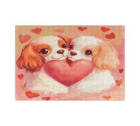 Puzzle Cavalier King Charles Spaniel per uomini e donne, 300 pezzi, puzzle decorativi a forma di cuore carino, regalo per feste con cani, decorazione per la casa della famiglia