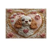 Puzzle Cavalier King Charles Spaniel per uomini e donne, 500 pezzi, puzzle a cuore in rilievo per San Valentino, regalo per feste con cani, decorazione per la casa della famiglia