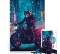 Puzzle "Cavaliere del Lupo nella Città al Neon" per adulti,1000 pezzi,gioco stimolante per la mente,pezzi precisi e facili da incastrare,attività rilassante di gruppo al chiuso (50x75cm)