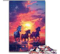 Puzzle Cavalli al Tramonto per Adolescenti 1000 Pezzi, Gioco di Ruolo Stimolante Ogni Pezzo è Unico - Gioco Stimolante e Divertente per la Famiglia (26x38cm)