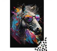Puzzle Cavalli con Occhiali Materiali Ecologici Puzzle in Cartone Riciclato al 100% per Donne e Uomini 1000 Pezzi (38x26cm)