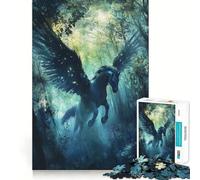 Puzzle "Cavallo alato nella foresta" da 1000 pezzi,gioco cognitivo,superficie liscia e priva di sbavature,rilassante attività di gruppo al chiuso (50x75cm)