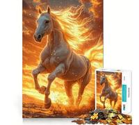 Puzzle "Cavallo Bianco al Tramonto" da 1000 pezzi,gioco di concentrazione mentale,taglio di precisione,bordi lisci,gioco significativo per costruire connessioni (38x52cm)