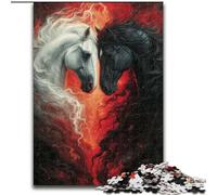 Puzzle Cavallo Bianco e Nero, Puzzle Impossibile per Adulti, Dimensioni 26x38cm, Perfetto per Adolescenti, per Legami Familiari, Rompicapo e Regalo Fai da Te per la Decorazione della Casa