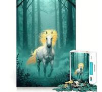 Puzzle "Cavallo bianco nella foresta incantata" da 1000 pezzi,gioco di concentrazione mentale,tagli di precisione,bordi lisci,attività rilassante per serate tranquille (50x75cm)