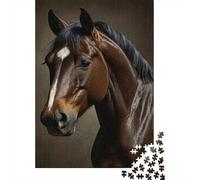 Puzzle Cavallo Castano Ritratto Equestre, 1000 pezzi carta riciclata over 12 anni, gioco familiare divertente e stimolante 70x50cm/1000pcs