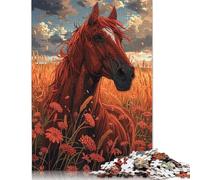 Puzzle "Cavallo in un campo" per adulti, 1000 puzzle insoliti, stimolanti e stimolanti per bambini dai 12 anni in su, 1000 pezzi (75x50 cm)