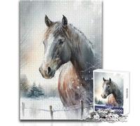 Puzzle "Cavallo in una giornata di neve" per adolescenti, 1000 pezzi Esperienza di apprendimento attraverso il gioco Regalo sentito per occasioni speciali Dimensioni: 38x26cm