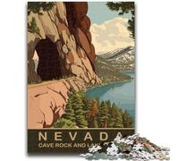 Puzzle Cave Rock e Lake Tahoe da 1000 pezzi per adolescenti, attività per famiglie con poster abbinato e foglio di quiz per età 14+ 1000 pezzi (26x38cm)