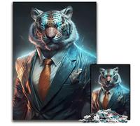 Puzzle CEO Tiger in Suit da 1000 pezzi per adulti, attività per famiglie, decorazioni fai da te per la casa, regalo di Natale 50x75CM/19,68x29,52 pollici