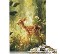 Puzzle "Cerbiatto nella radura illuminata dal sole", 100% carta riciclata, rettangolare, per adulti e bambini, regalo di Natale, 1000 pezzi (26x38 cm)