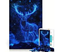 Puzzle "Cervo al neon nella notte stellata" per adulti, 1000 pezzi, gioco di abilità mentale, assemblaggio lento, regalo delizioso (38x26cm)