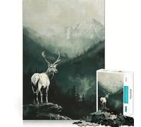 Puzzle "Cervo bianco in paesaggio montano" da 1000 pezzi Divertimento con la memoria,taglio di qualità professionale,regalo pensato per stimolare la mente (38x26cm)