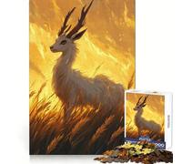 Puzzle "Cervo bianco nel fuoco" da 1000 pezzi per ragazzi, stimolante per la mente, passatempo rilassante, facile da assemblare, regalo di Natale ideale (50x75cm)
