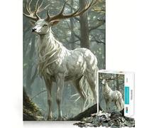 Puzzle "Cervo bianco nella foresta" da 1000 pezzi,ideale per stimolare la concentrazione,con taglio laser per un incastro perfetto e un'attività divertente da fare insieme ai propri cari (38x26cm)