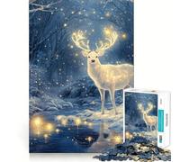 Puzzle "Cervo bianco nella foresta innevata" per ragazzi,1000 pezzi,gioco stimolante per la mente,montaggio sicuro e attività di gruppo per i propri cari (50x75cm)