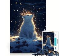 Puzzle "Cervo bianco nella neve" da 1000 pezzi,gioco per lo sviluppo delle capacità cognitive,superficie liscia e priva di sbavature,attività rilassante di gruppo al chiuso (50x75cm)