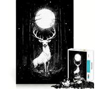 Puzzle "Cervo bianco sotto la luna piena" da 1000 pezzi,ideale per stimolare la concentrazione,con taglio laser per un incastro perfetto e un'attività divertente da fare insieme ai propri cari