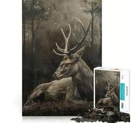 Puzzle "Cervo nella foresta mistica" da 1000 pezzi per adolescenti, giocattolo antistress, taglio di alta qualità, regalo elegante 38x52cm