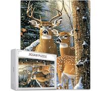 Puzzle Cervo Puzzle 1500 Pezzi Jigsaw Adulti DIY Classici Gioco, Puzzles a Forma di Animale, Rilassamento e Intelligence per Ragazzi da 14 Anni 87x57cm/1500 pcs con Scatola Regalo in Legno H-409