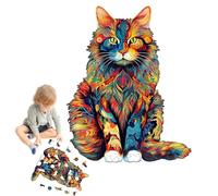 Puzzle Chat - Puzzle in Bois in Forme de Chat | Jeu de réflexion Avec pièces découpées, idéal pour Enfant et adultes, Parfait Comme Cadeau ou décoration après Assemblage