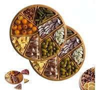 Puzzle Che Serve Cibo In Legno Del Vassoio,Vassoio Da Porzione Puzzle - Legno Con Scomparti Rimovibili, Con 8 Scomparti Rimovibili Per Frutta, Dadi, Immersioni, Snack,(2Pcs)