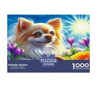 Puzzle Chihuahua 1000 Pezzi Estremamente Difficile per Adulti - Chihuahua Volo Arcobaleno Fiori Dolce Magico Gioco Educativo Riduzione Stress Regalo 38x26cm