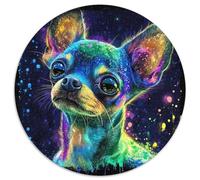 Puzzle Chihuahua psichedelico 1000 pezzi Puzzle Rotondo Tracce di Luce Neon Puzzle estremamente difficili per gioco familiare e idea regalo di compleanno per amici, 1000 pezzi (67,5 x 67,5 cm)