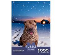 Puzzle Chinese Shar-Pei 1000 Pezzi Per Adulti E Ragazzi, Puzzles Con Snowfield, Divertimento in Famiglia, Regalo Originale 38x26cm/1000pcs