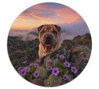 Puzzle Chinese Shar-Pei 1000 Pezzi Per Bambini E Adulti, Gioco Di Squadra, Difficile Sfida Rompicapo Con Rock Flowers, Regalo Per Adulti E Ragazzi 1000pcs (67.5x67.5cm)