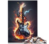 Puzzle chitarra fuoco 1000 pezzi puzzle in legno gioco famiglia sollievo stress difficile sfida puzzle 1000 pezzi (50 x 75 cm)