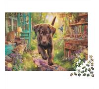 Puzzle Chocolate Lab Puppy Running 1000 Pezzi Per Adulti Pet - Rilassamento Di Giochi, Gioco Familiare, Pratica Parete Da Decorazione E Regalo 52x38cm/1000pcs