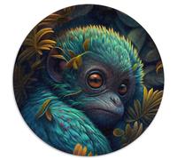 Puzzle ciano con scimmia aliena tropicale da 1000 pezzi per adulti, puzzle rotondi da 1000 pezzi per adulti, regalo per stimolare la mente, attività educativa per adolescenti (67,5x67,5cm)