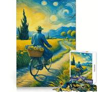 Puzzle "Ciclista nella notte stellata" per adulti, 1000 pezzi, Smart Reason Toy Group, bordo liscio, opera d'arte 38x26cm