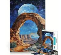 Puzzle "Cielo notturno attraverso un arco" per ragazzi, 1000 pezzi, gioco di logica e abilità, rilassante, taglio preciso, regalo di Babbo Natale (38x26cm)