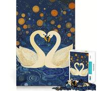 Puzzle "Cigni nella notte stellata" per ragazzi, 1000 pezzi per allenare la mente, semplice e divertente da assemblare, regalo prezioso 38x26cm