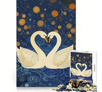 Puzzle "Cigni nella notte stellata" per ragazzi, 1000 pezzi, stimola la memoria, divertente e rilassante, con bordi precisi, regalo artistico 50x75cm