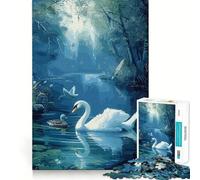 Puzzle "Cigno nella foresta" da 1000 pezzi per adulti, gioco stimolante per la mente, per momenti di relax, opera d'arte da collezione 38x26cm