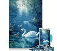 Puzzle "Cigno nella foresta" per ragazzi, 1000 pezzi, gioco di logica, divertente e rilassante, con bordi lisci, ideale come regalo di compleanno 50x75cm