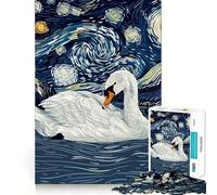 Puzzle "Cigno nella notte stellata" per adulti, 1000 pezzi, gioco stimolante per la mente, calma e creatività 38x26cm