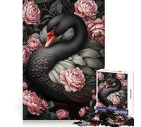 Puzzle Cigno Nero e Rose da 1000 pezzi per adolescenti, ideale per favorire la concentrazione e il relax, con incastri perfetti (50x75cm) Regalo perfetto