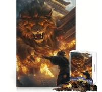 Puzzle cinese antico con leone d'oro, 1000 pezzi, ideale per adolescenti, stimolante per il pensiero creativo e rilassante Incastro perfetto (38x26cm)