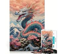 Puzzle cinese difficile con drago Sakura per adulti, 1000 pezzi, migliora la memoria, rilassa la mente, bordi netti, elegante regalo (38x26cm)
