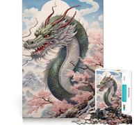 Puzzle cinese Sakura Drago da 1000 pezzi per adulti, gioco intellettuale, calma e relax, taglio preciso, oggetto ideale per i desideri di Babbo Natale (38x26cm)