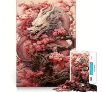 Puzzle cinese Sakura Dragon per adolescenti, 1000 pezzi, gioco rilassante, evasione, bordi precisi, (38x52cm)