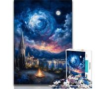 Puzzle "Città antica sotto il cielo notturno" da 1000 pezzi per adulti, gioco per famiglie, antistress, sfida difficile, regali di Babbo Natale segreto (75x50cm)