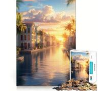 Puzzle "Città del Canale al Tramonto" per ragazzi, 1000 pezzi, rompicapo per la mente, divertimento rilassante, arte da assemblare, regalo perfetto 50x75cm